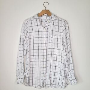 Old Navy White Grid Button Down Shirt Long Sleeve M